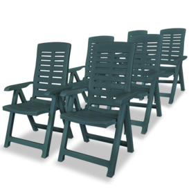 Reclining Garden Chairs 6 pcs Plastic Green - thumbnail 1