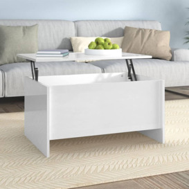 Coffee Table High Gloss White 80x55.5x41.5 cm Engineered Wood