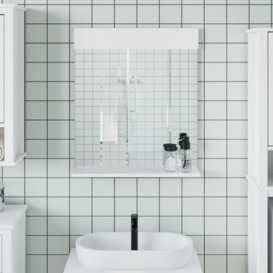 Bathroom Mirror with Shelf BERG White 60x12x70 cm Solid Wood - thumbnail 1