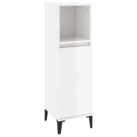 Bathroom Cabinet High Gloss White 30x30x100 cm Engineered Wood - thumbnail 2