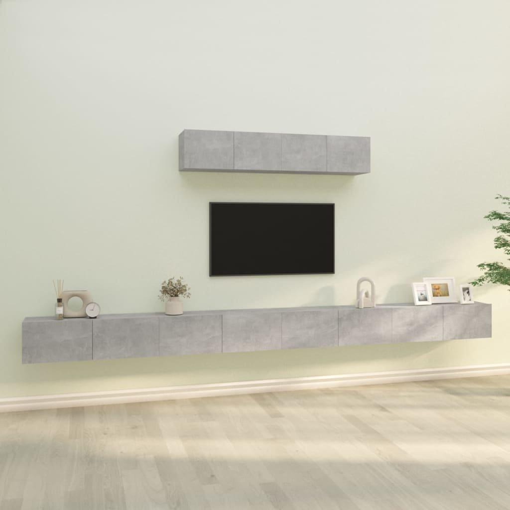 4 Piece TV Cabinet Set Concrete Grey Engineered Wood - image 1