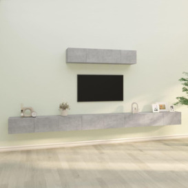 4 Piece TV Cabinet Set Concrete Grey Engineered Wood - thumbnail 1