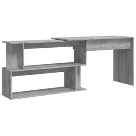 Corner Desk Grey Sonoma 200x50x76 cm Engineered Wood - thumbnail 2