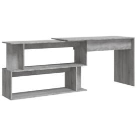 Corner Desk Grey Sonoma 200x50x76 cm Engineered Wood - thumbnail 3