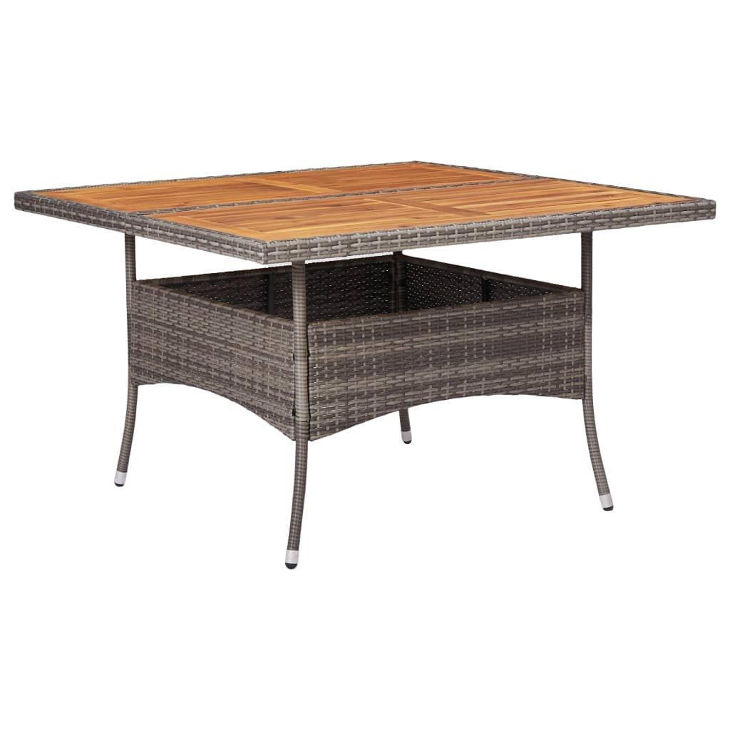 Outdoor Dining Table Grey Poly Rattan and Solid Acacia Wood - image 1