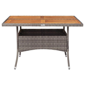 Outdoor Dining Table Grey Poly Rattan and Solid Acacia Wood - thumbnail 3