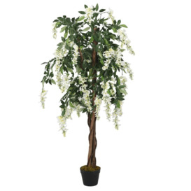 Artificial Wisteria Tree 840 Leaves 150 cm Green and White