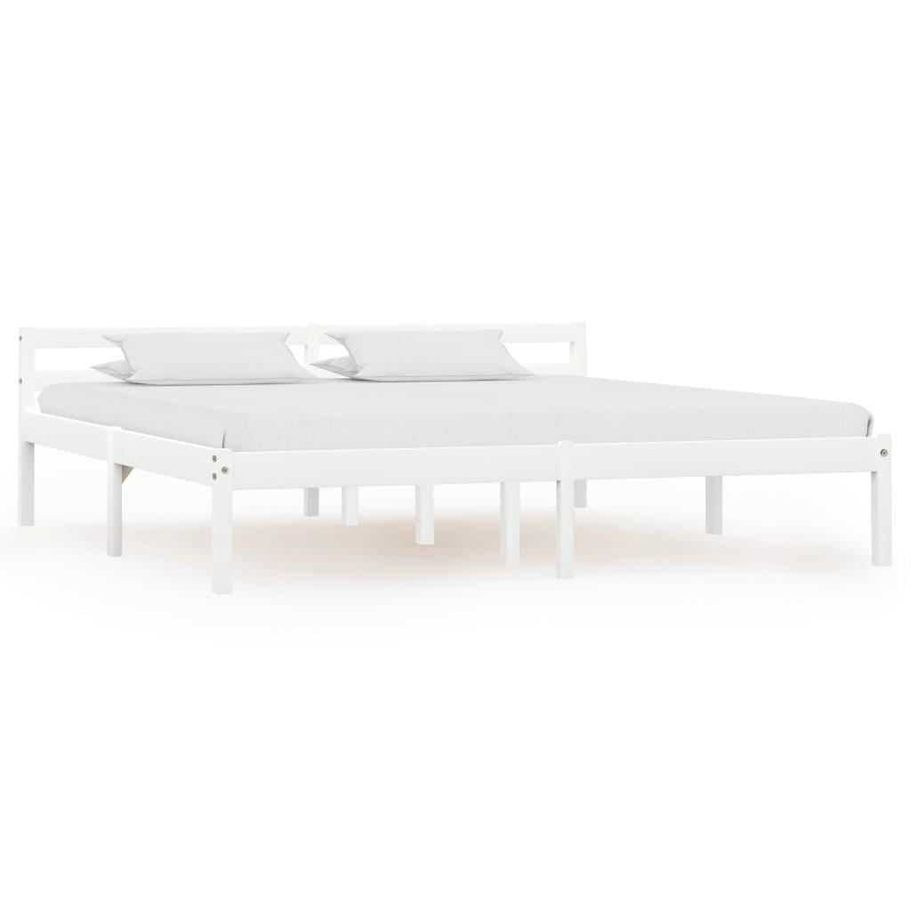 Bed Frame White Solid Pine Wood 160x200 cm - image 1