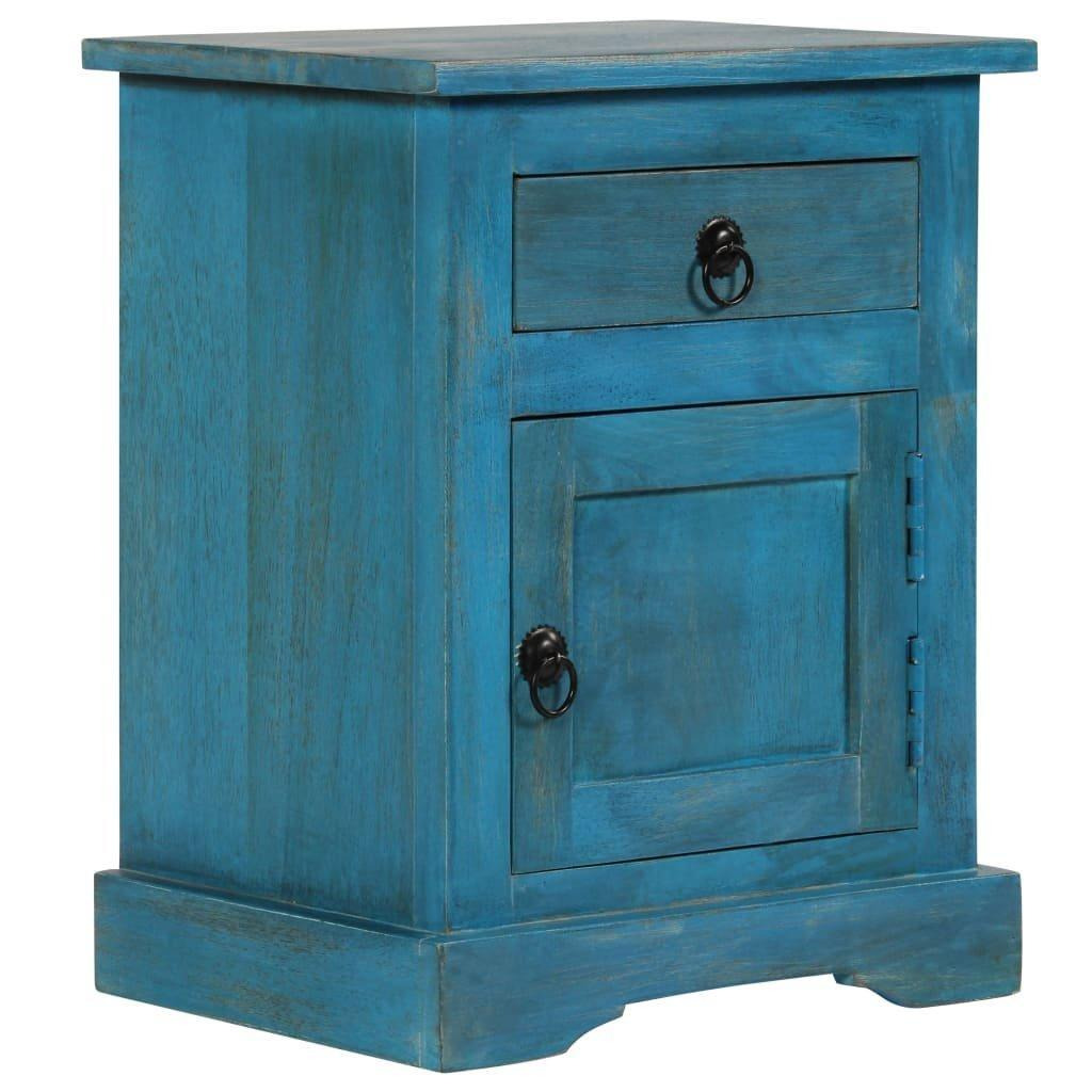 Bedside Table Solid Mango Wood 40x30x50 cm Blue - image 1