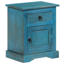 Bedside Table Solid Mango Wood 40x30x50 cm Blue - thumbnail 3