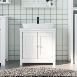 Bathroom Sink Cabinet BERG White 60x34x59 cm Solid Wood Pine - thumbnail 1