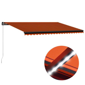 Manual Retractable Awning with LED 500x300 cm Orange and Brown