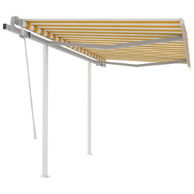 Manual Retractable Awning with Posts 3.5x2.5 m Yellow and White