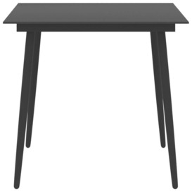 Garden Dining Table Black 80x80x74 cm Steel and Glass - thumbnail 2