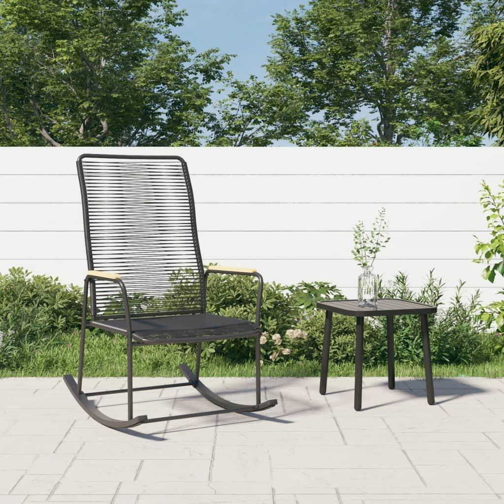 Garden Rocking Chair Black 59x79.5x104 cm PVC Rattan - image 1
