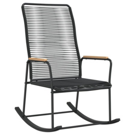 Garden Rocking Chair Black 59x79.5x104 cm PVC Rattan - thumbnail 3