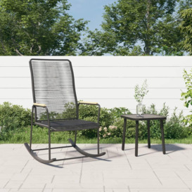 Garden Rocking Chair Black 59x79.5x104 cm PVC Rattan - thumbnail 1