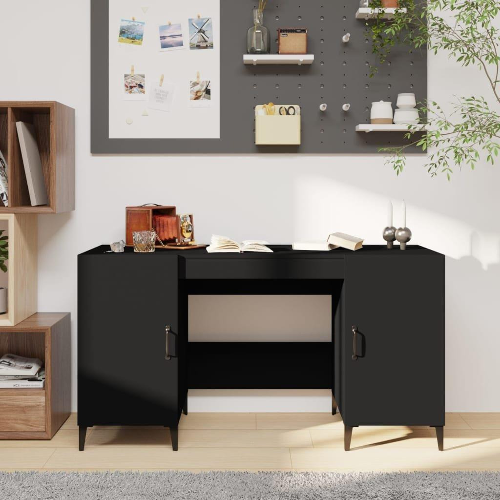 Desk Black 140x50x75 cm Engineered Wood - image 1