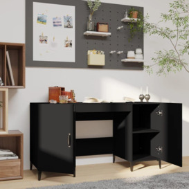 Desk Black 140x50x75 cm Engineered Wood - thumbnail 3