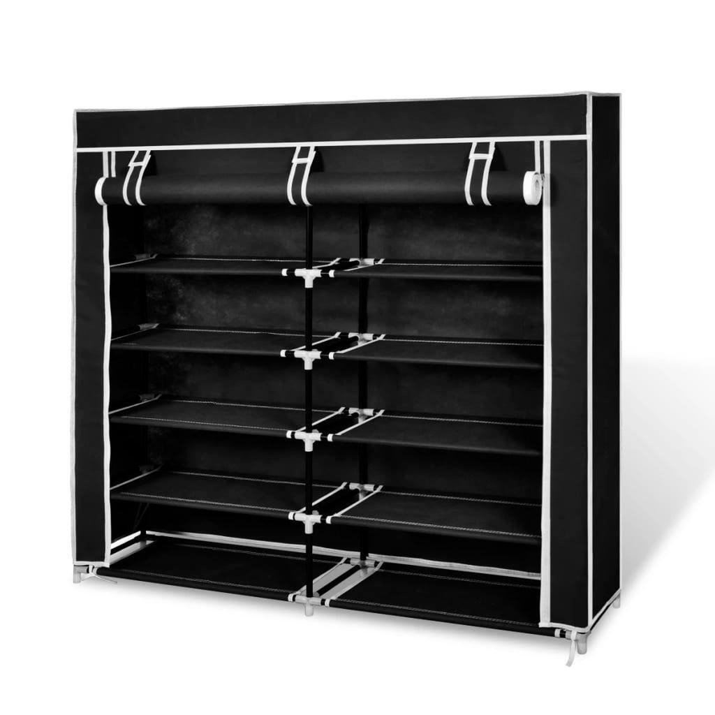 Fabric Shoe Cabinet with Cover 115 x 28 x 110 cm Black - image 1
