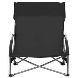 Folding Beach Chairs 2 pcs Black Fabric - thumbnail 3