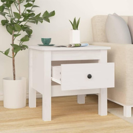 Side Table White 40x40x39 cm Solid Wood Pine - thumbnail 3