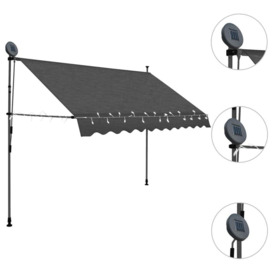 Manual Retractable Awning with LED 300 cm Anthracite - thumbnail 3