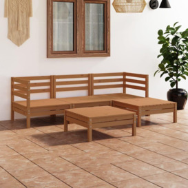 5 Piece Garden Lounge Set Solid Pinewood Honey Brown