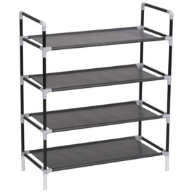 Shoe Rack with 4 Shelves Metal and Non-woven Fabric Black - thumbnail 3