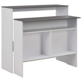 Bar Table with 2 Table Tops White and Grey 130x40x120 cm - thumbnail 1