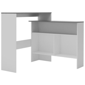 Bar Table with 2 Table Tops White and Grey 130x40x120 cm - thumbnail 2