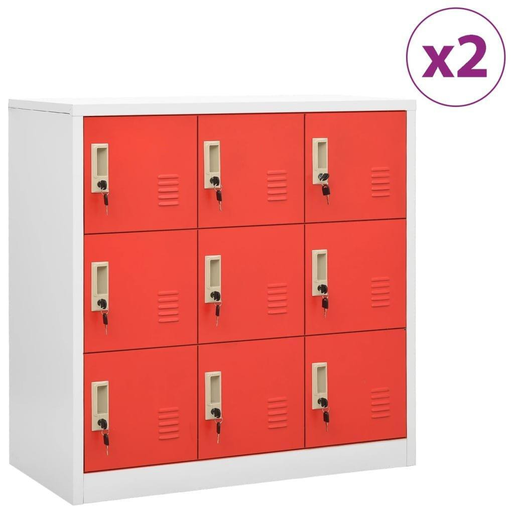 Locker Cabinets 2 pcs Light Grey and Red 90x45x92.5 cm Steel - image 1
