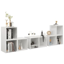 6 Piece TV Cabinet Set High Gloss White Engineered Wood - thumbnail 3