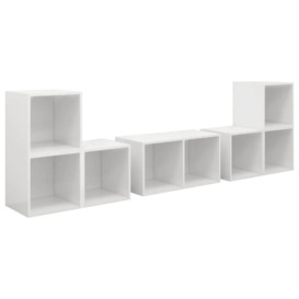 6 Piece TV Cabinet Set High Gloss White Engineered Wood - thumbnail 2