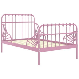Extendable Bed Frame Pink Metal 80x130/200 cm - thumbnail 2