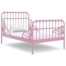 Extendable Bed Frame Pink Metal 80x130/200 cm - thumbnail 1