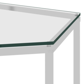 Coffee Table Silver 60x53x50 cm Stainless Steel and Glass - thumbnail 3