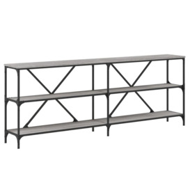 Console Table Grey Sonoma 200x30x75 cm Engineered Wood and Iron - thumbnail 2