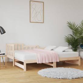 Pull-out Day Bed 2x(90x190) cm Solid Wood Pine - thumbnail 1