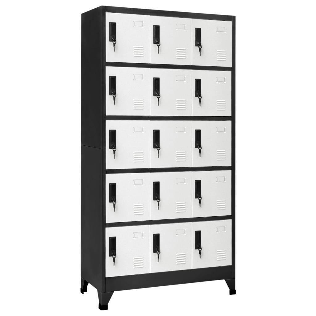 Locker Cabinet Anthracite and White 90x40x180 cm Steel - image 1