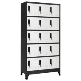 Locker Cabinet Anthracite and White 90x40x180 cm Steel - thumbnail 1
