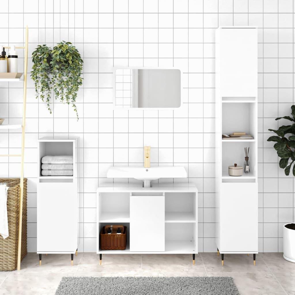 Bathroom Cabinet High Gloss White 80x33x60 cm Engineered Wood - image 1