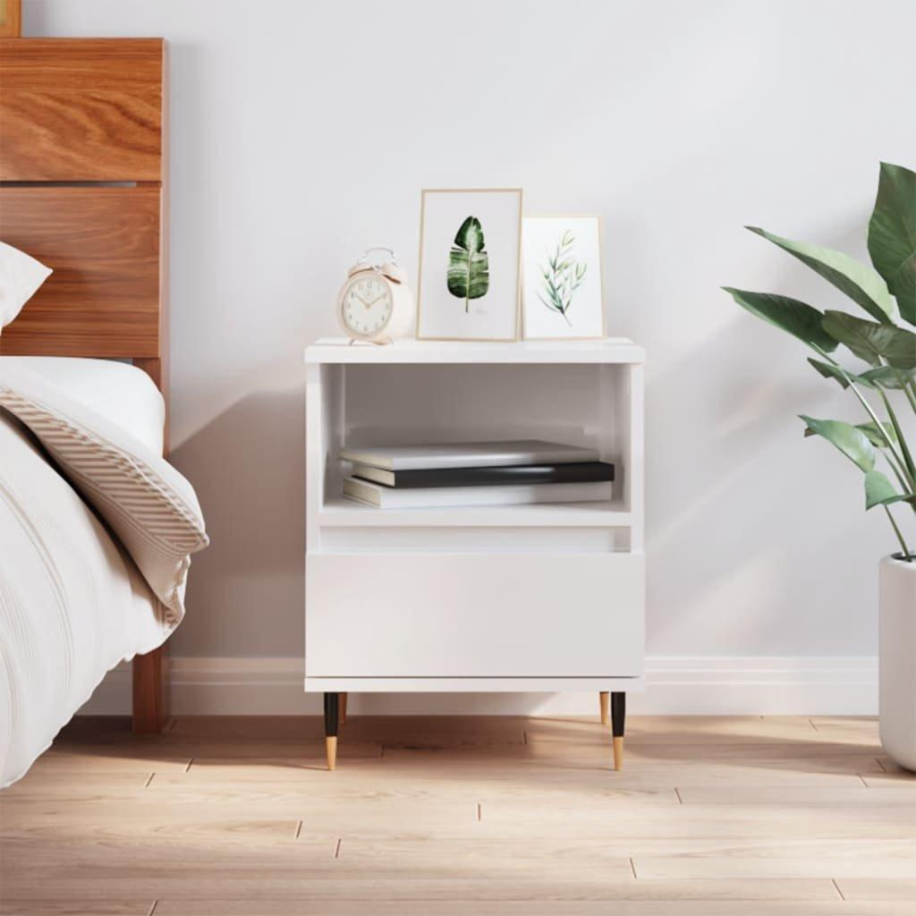 Bedside Cabinet High Gloss White 40x35x50 cm Engineered Wood - image 1