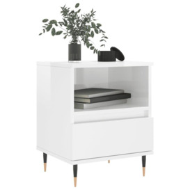 Bedside Cabinet High Gloss White 40x35x50 cm Engineered Wood - thumbnail 3