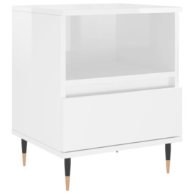 Bedside Cabinet High Gloss White 40x35x50 cm Engineered Wood - thumbnail 2