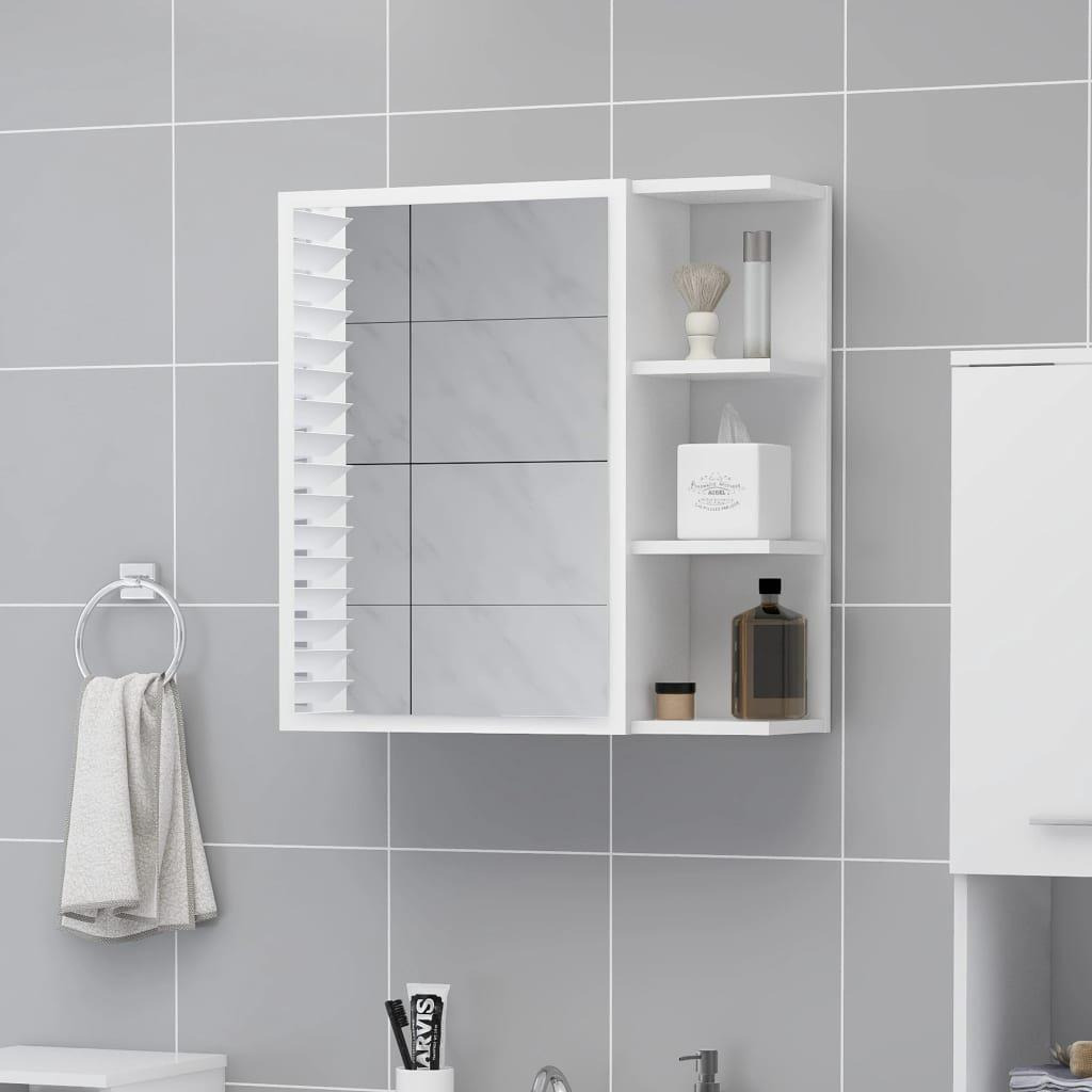 Bathroom Mirror Cabinet White 62.5x20.5x64 cm Engineered Wood - image 1