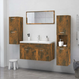 Bathroom Cabinet Smoked Oak 30x30x130 cm Engineered Wood - thumbnail 3