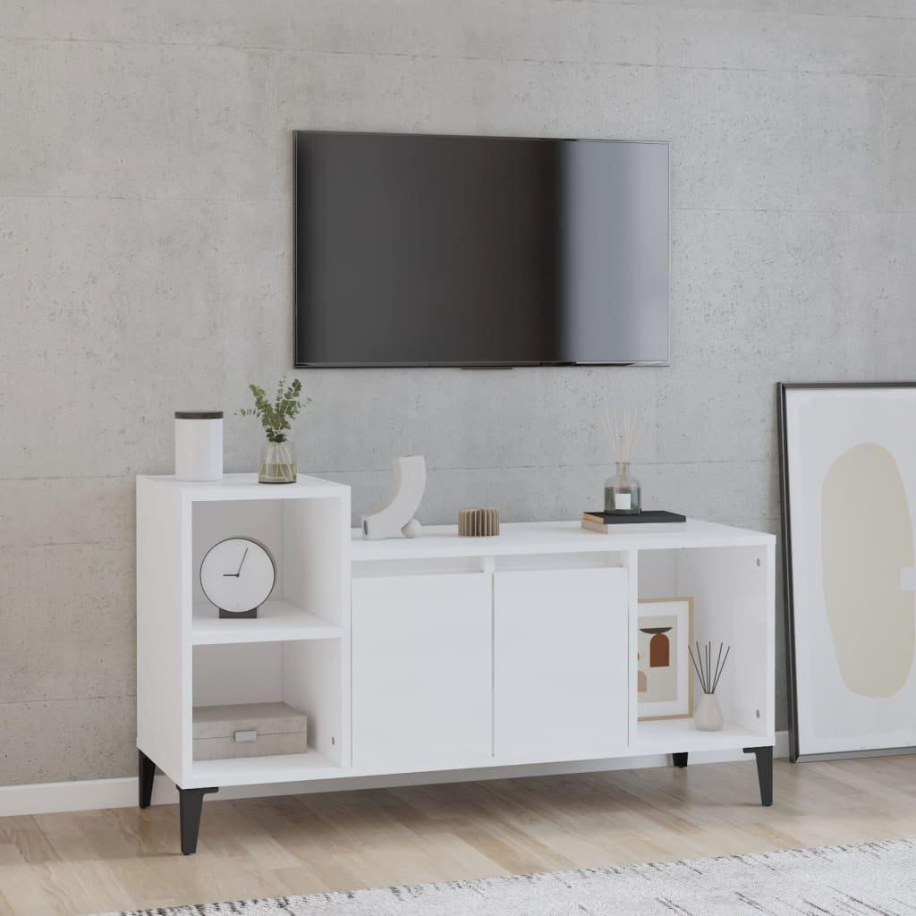 TV Cabinet High Gloss White 100x35x55 cm Engineered Wood - image 1