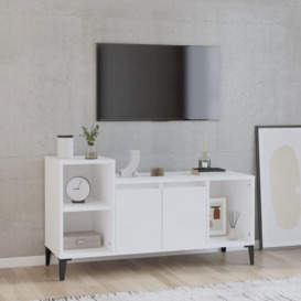 TV Cabinet High Gloss White 100x35x55 cm Engineered Wood - thumbnail 1