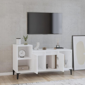 TV Cabinet High Gloss White 100x35x55 cm Engineered Wood - thumbnail 3